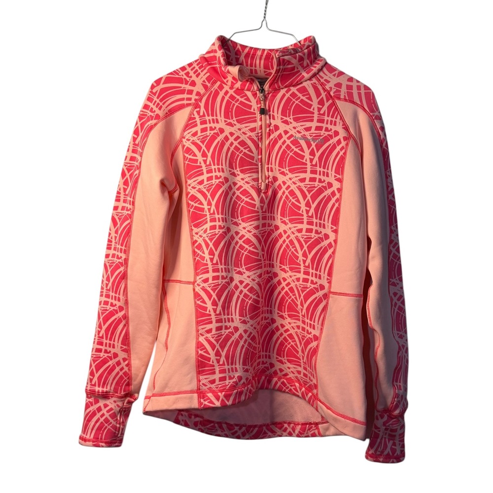Avalanche‎ Fleece Pullover Pink Geometric Quarter Zip Outdoor Hiking Large Women